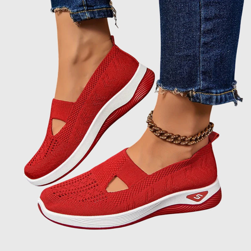 Knit slip on shoes in Red