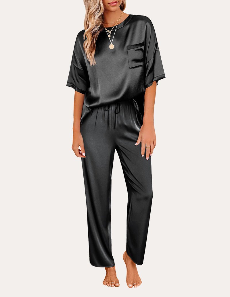 Satin Pajama Sets for Women in Black