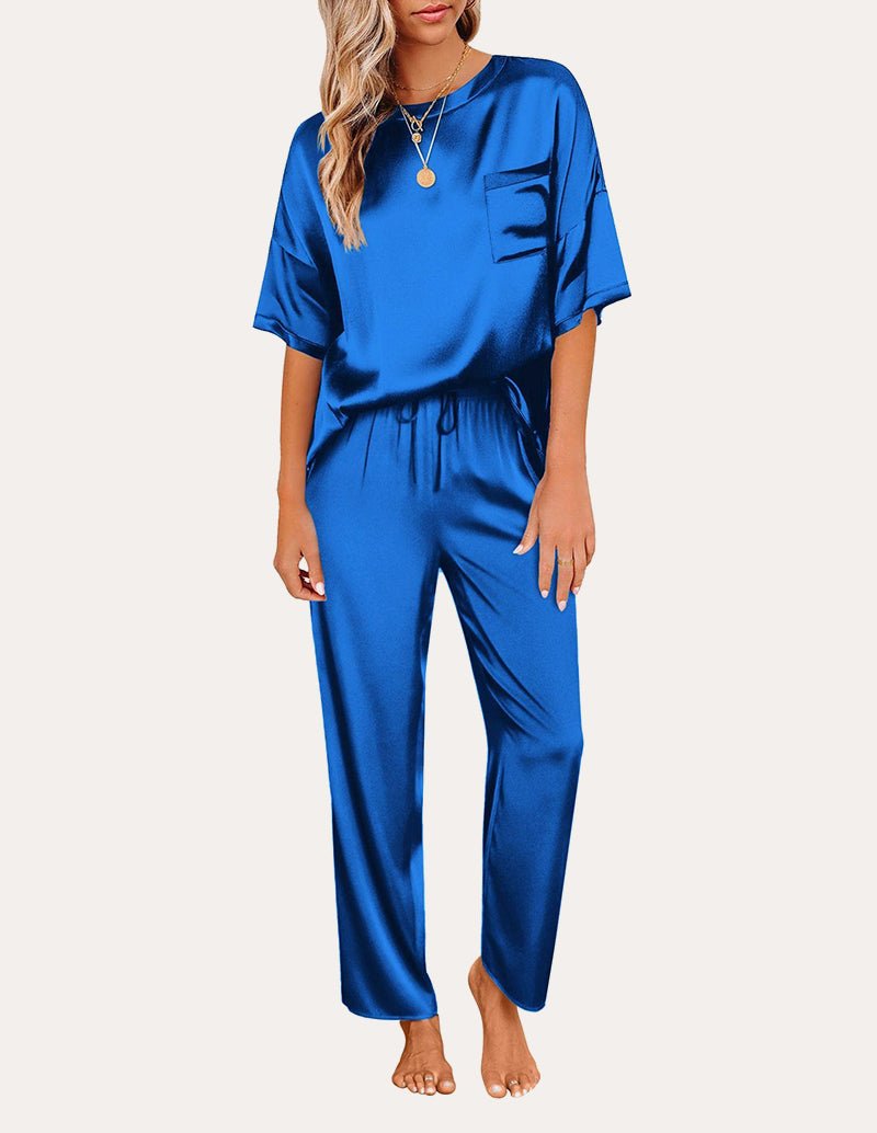 Satin Pajama Sets for Women in Blue