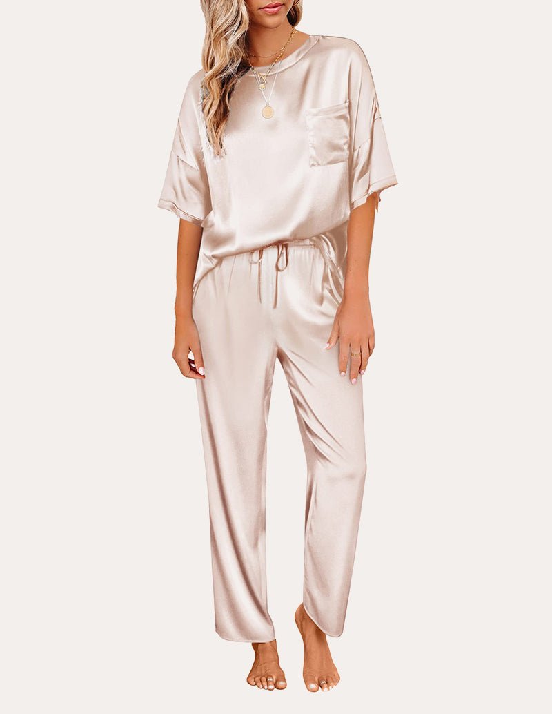 Satin Pajama Sets for Women in Champagne