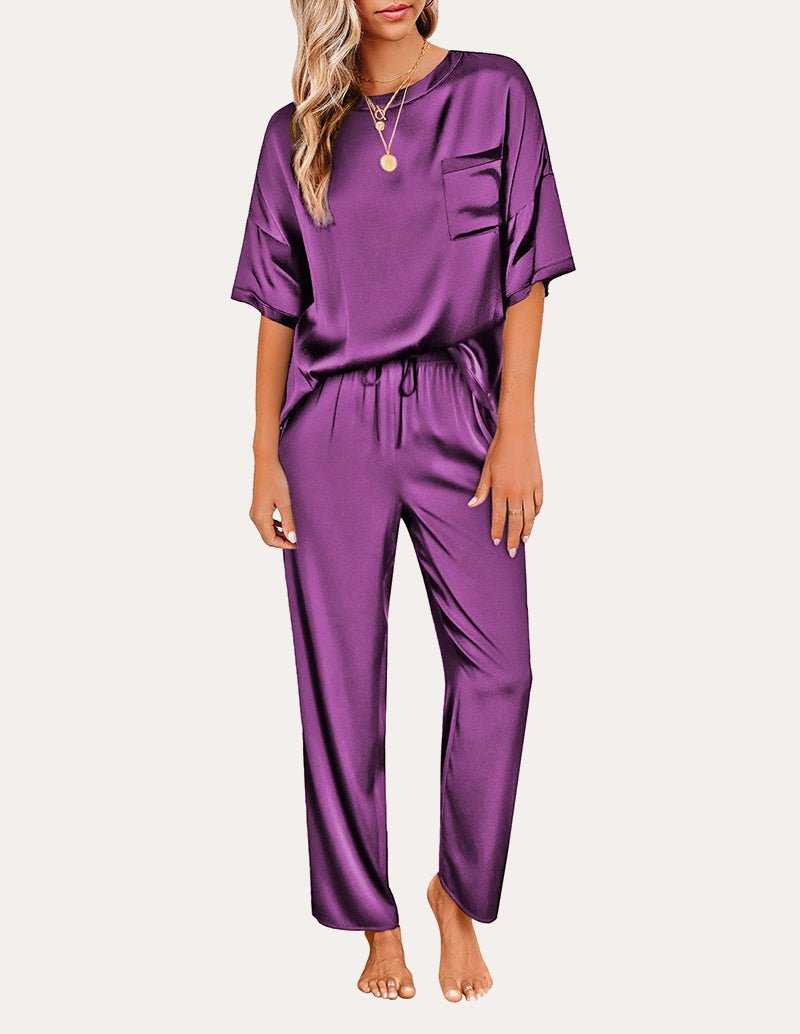 Satin Pajama Sets for Women in Purple