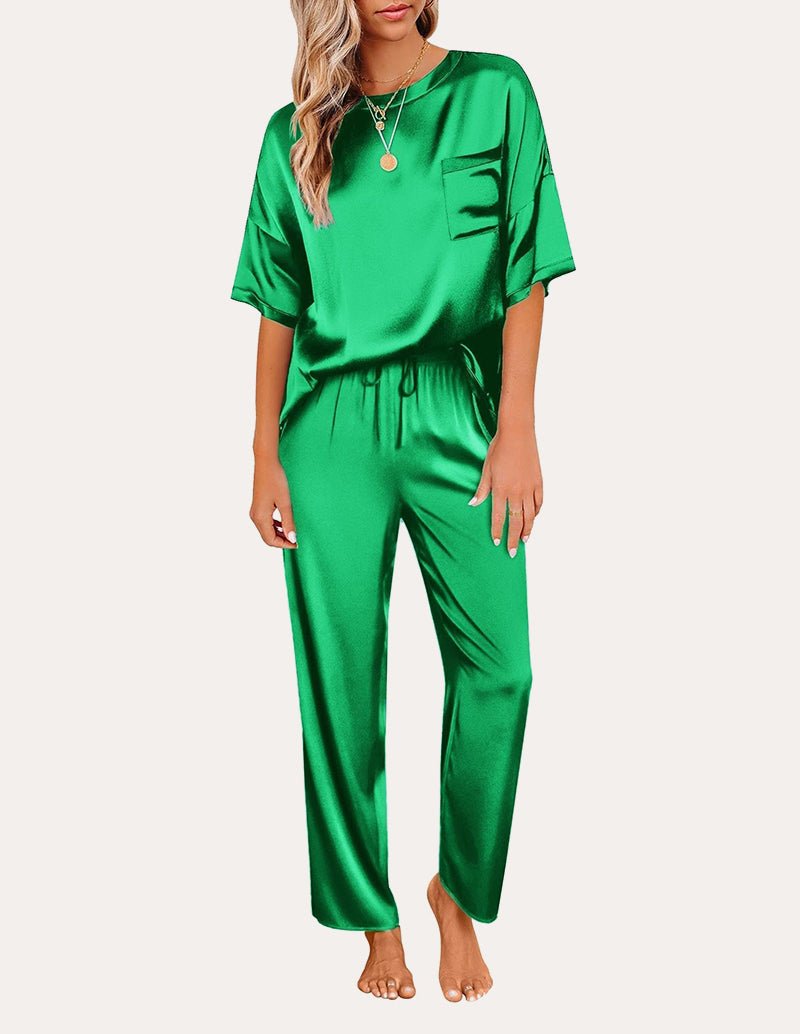 Satin Pajama Sets for Women in Green