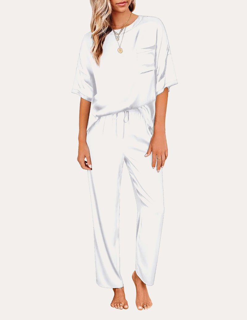 Satin Pajama Sets for Women in White