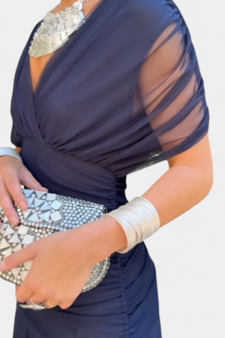 Off Shoulder Maxi Dress for Women in Navy