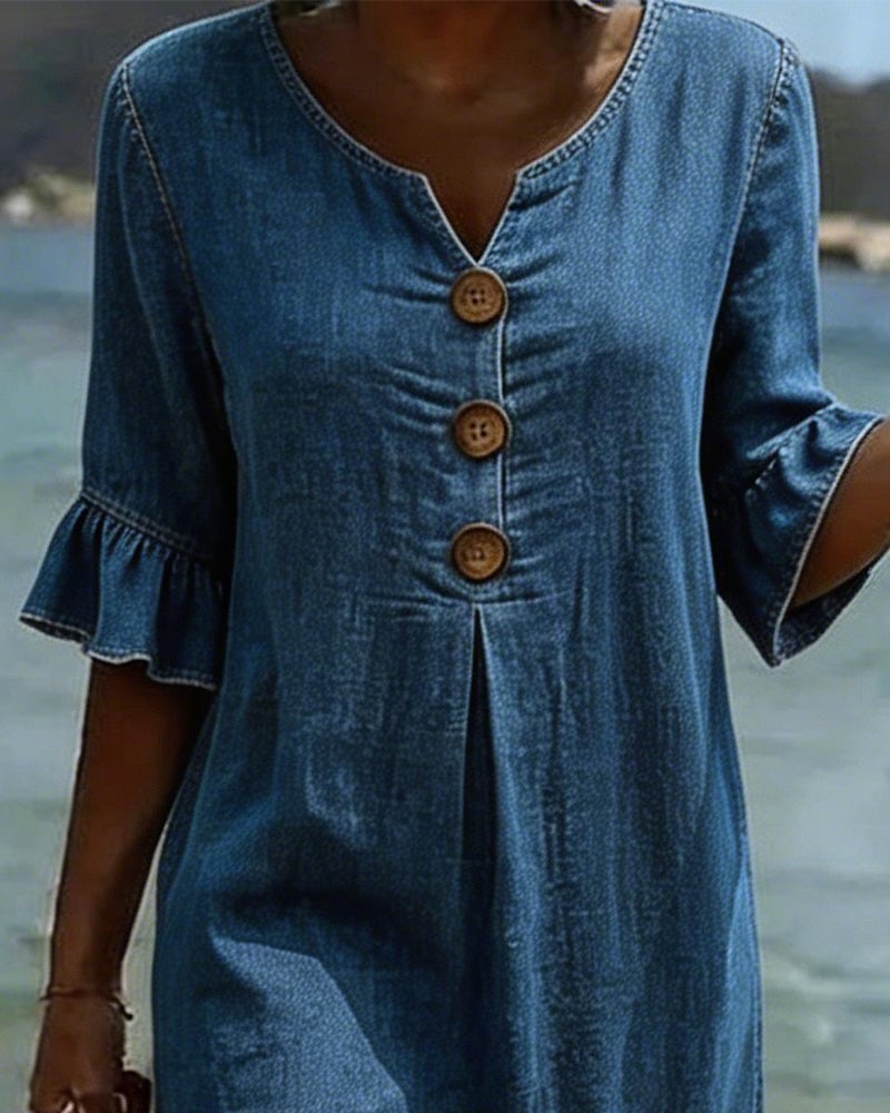 Denim Midi Dress for Women — studio photo, view 1