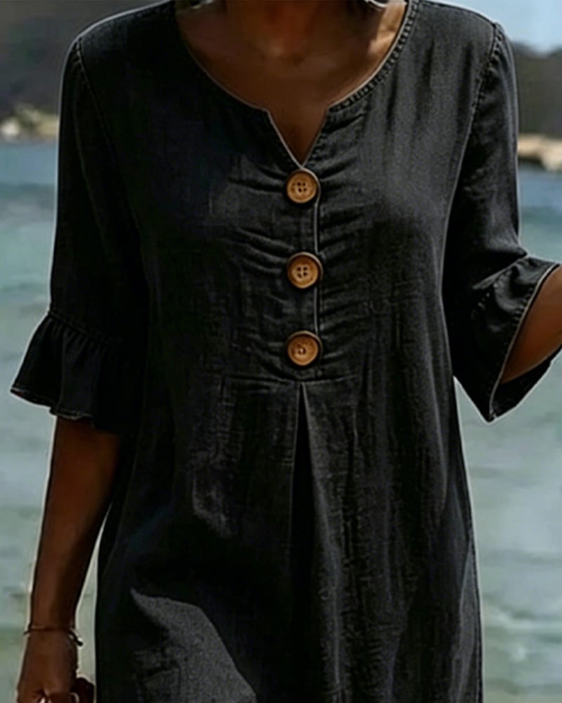 Denim Midi Dress for Women — studio photo, view 3