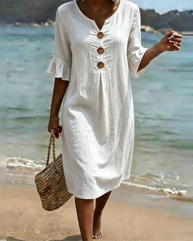 Denim Midi Dress for Women in White
