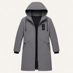 Hooded waterproof raincoat — back view
