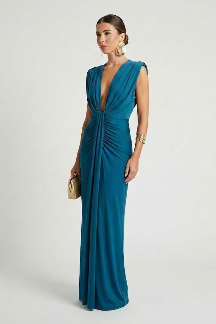 Pleated Maxi Dress for Women — additional product photo 3, showing the item from another angle