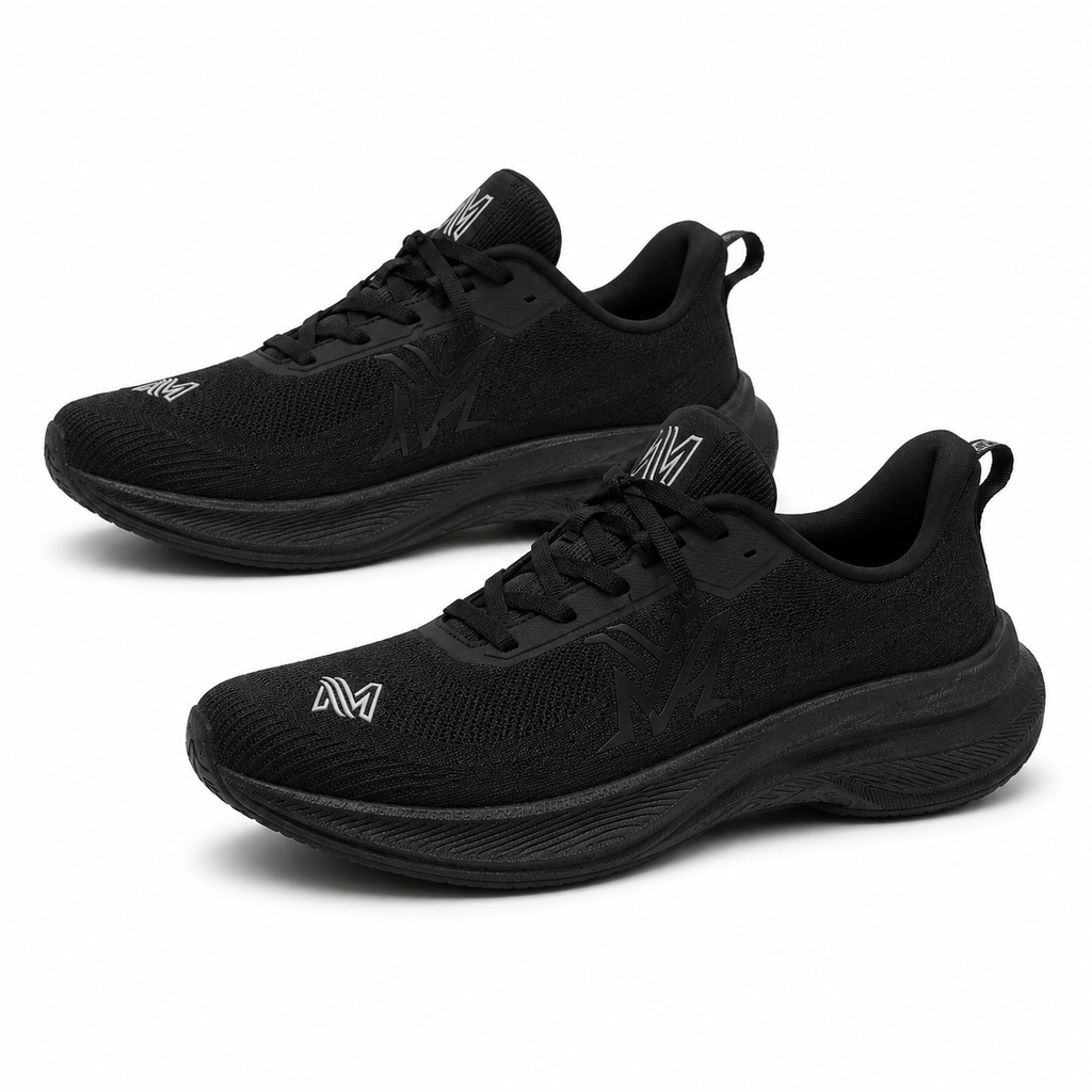 Wide Toe Box Shoes for Men in black knit — main product view