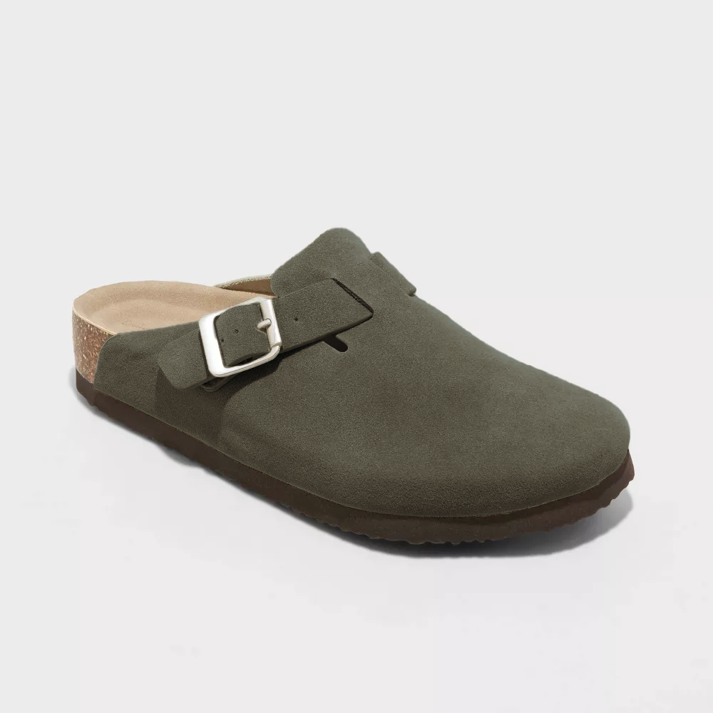 Suede Clogs for Women in Green