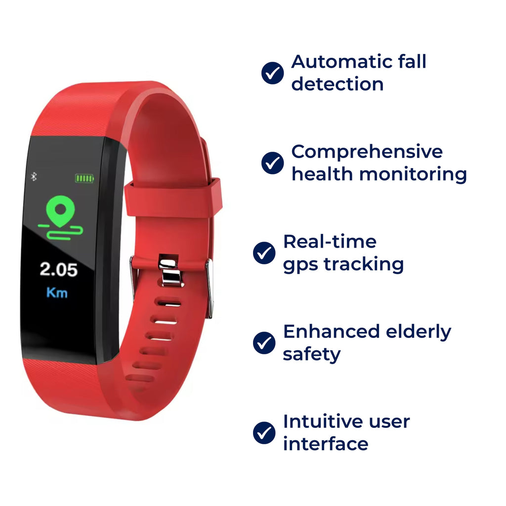 Smartwatch for seniors showing the fall detection alert feature