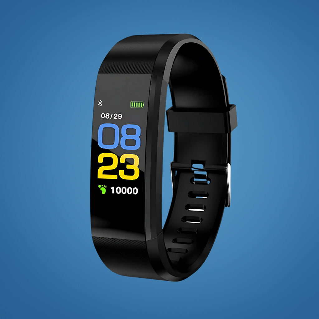Smartwatch for seniors in black, front view of the watch face