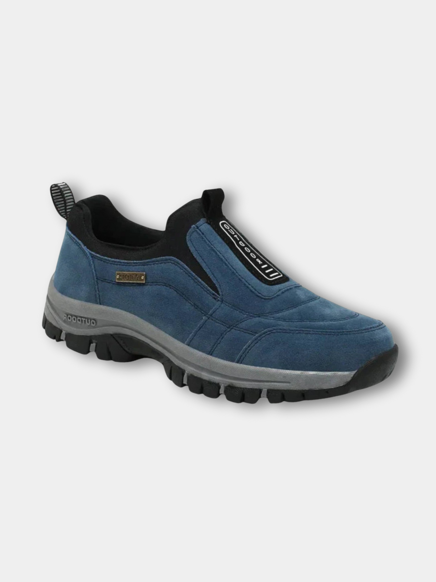 Slip on sneakers for men, top view showing the lace-free opening