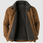 Jacket photographed in daylight, suede-finish surface catching texture