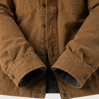 Close look at the heavy seaming along the shoulder and sleeve