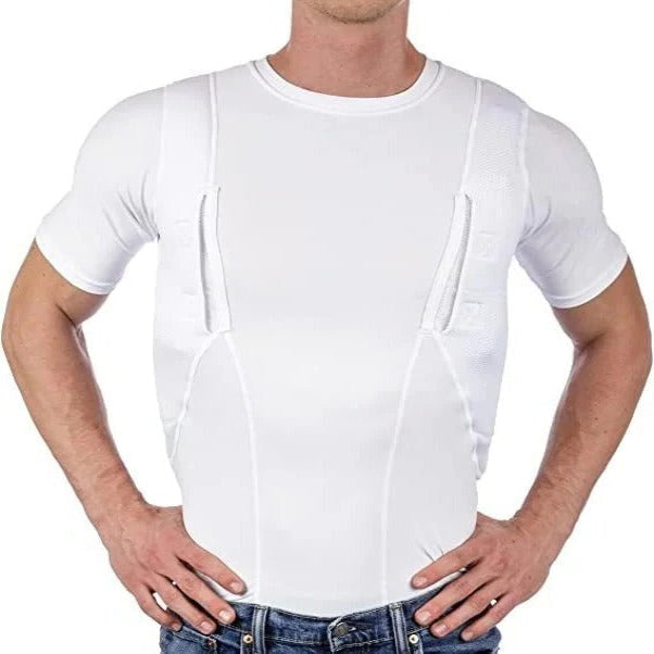 Compression Shirt with Concealed Pockets for Women in White