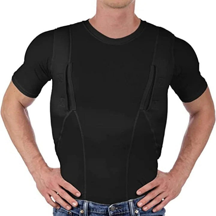 Compression Shirt with Concealed Pockets for Women in Black