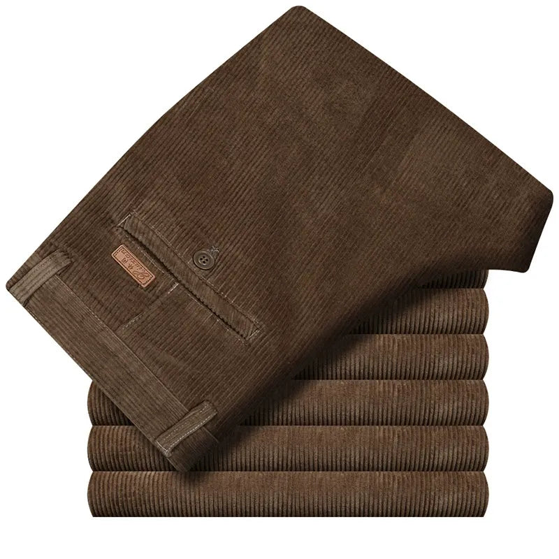 Corduroy pants for men in coffee brown