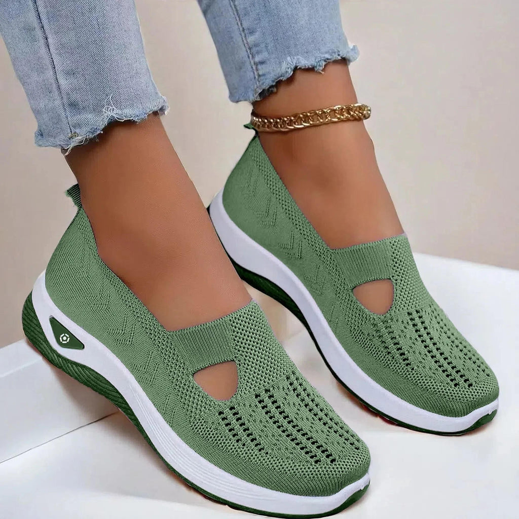 Slip On Walking Shoes for Women in Army Green
