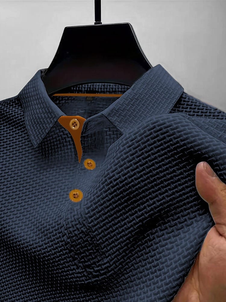 Men's Knit Polo Shirt in Dark Blue