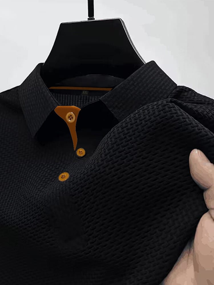Men's Knit Polo Shirt in Black