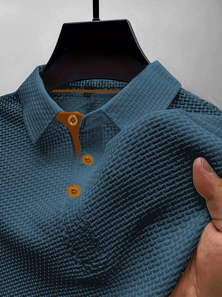 Men's Knit Polo Shirt in Blue