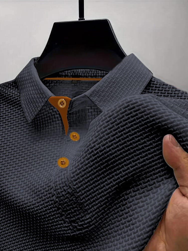 Men's Knit Polo Shirt in Dark Gray