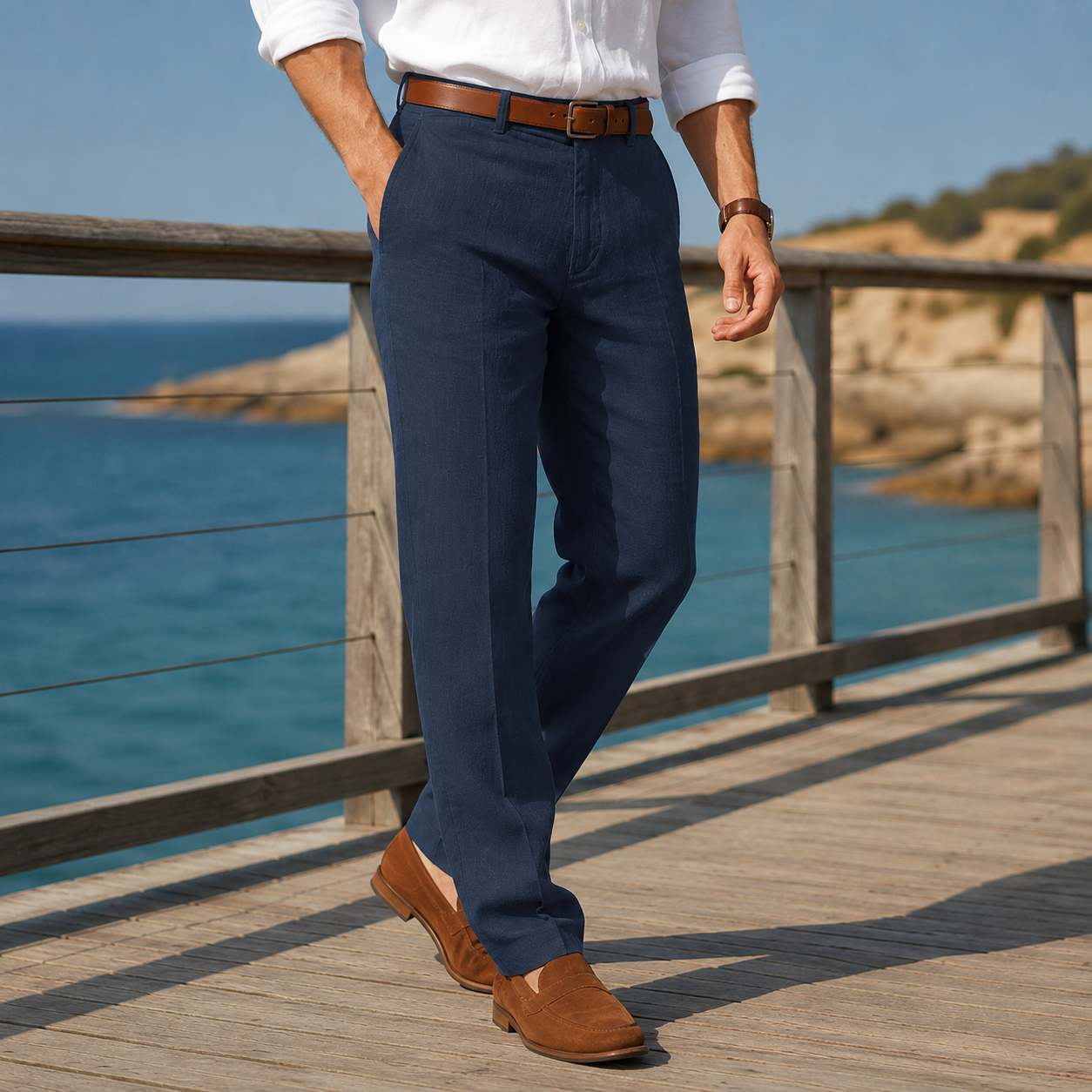 Straight Leg Pants for Men — front view on model