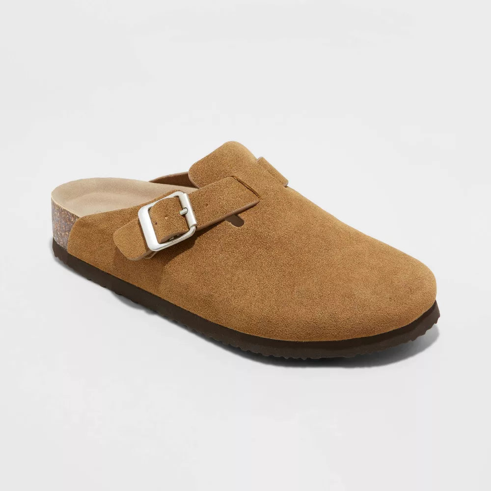 Suede Clogs for Women in Khaki