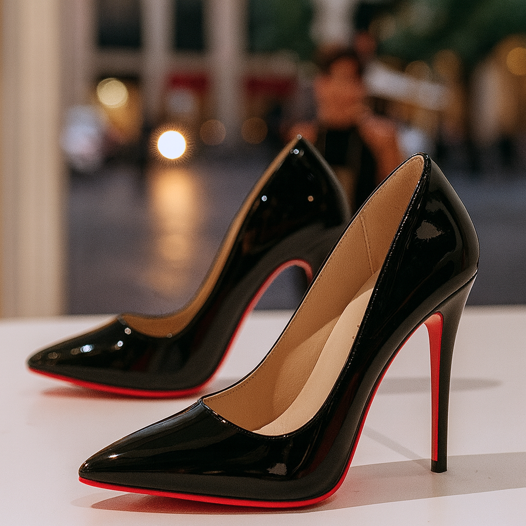 Black heels for women worn with tailored trousers for an evening look