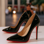 Black heels for women worn with tailored trousers for an evening look