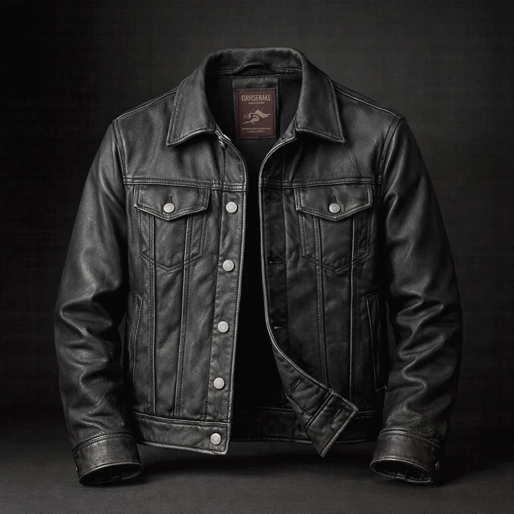 Men's Leather Jacket in Classic Black