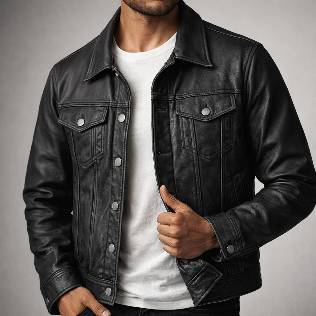Men's Leather Jacket, full-length view