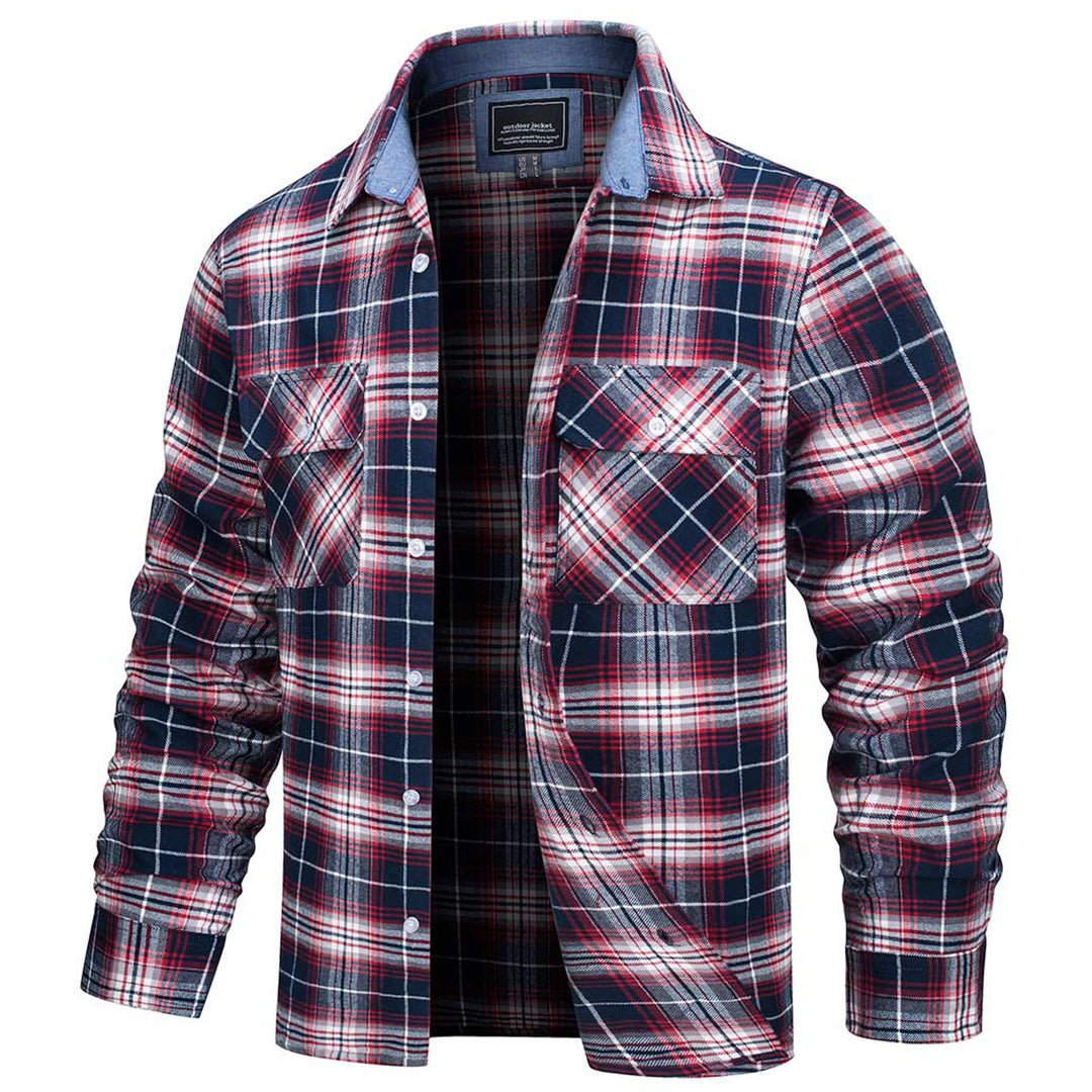 The men's brushed cotton flannel shirt in Red White