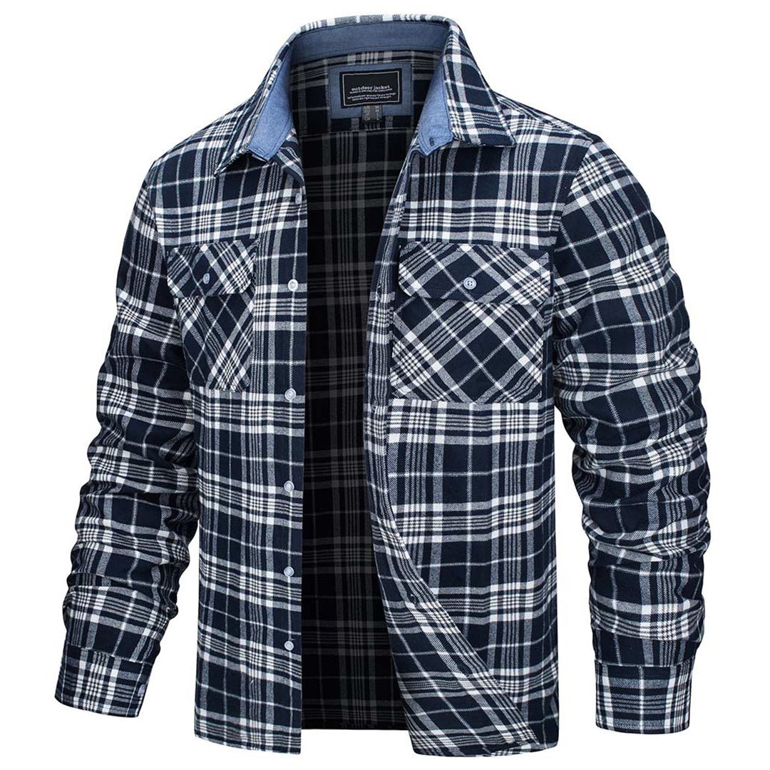 The men's brushed cotton flannel shirt in Navy