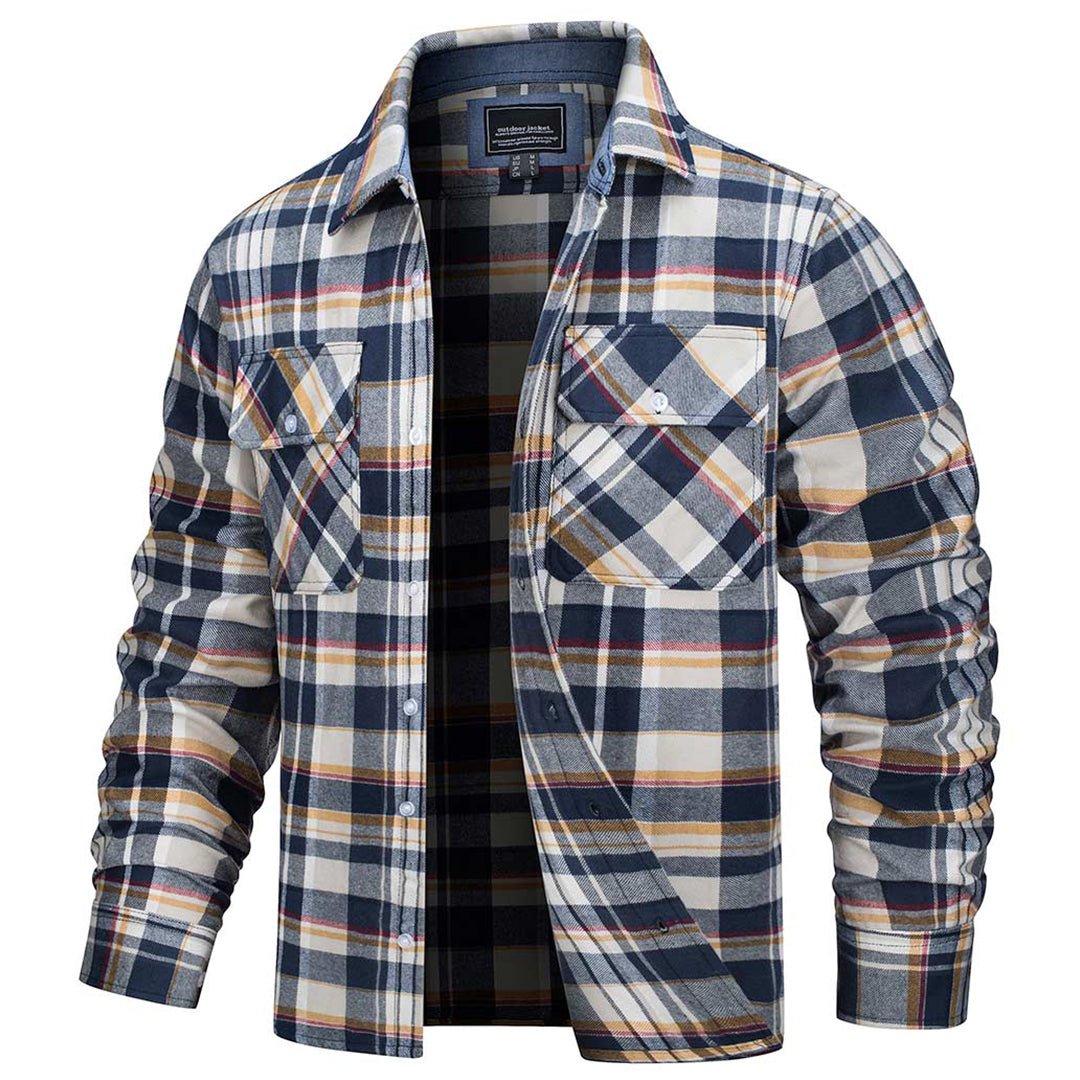 The men's brushed cotton flannel shirt in Yellow