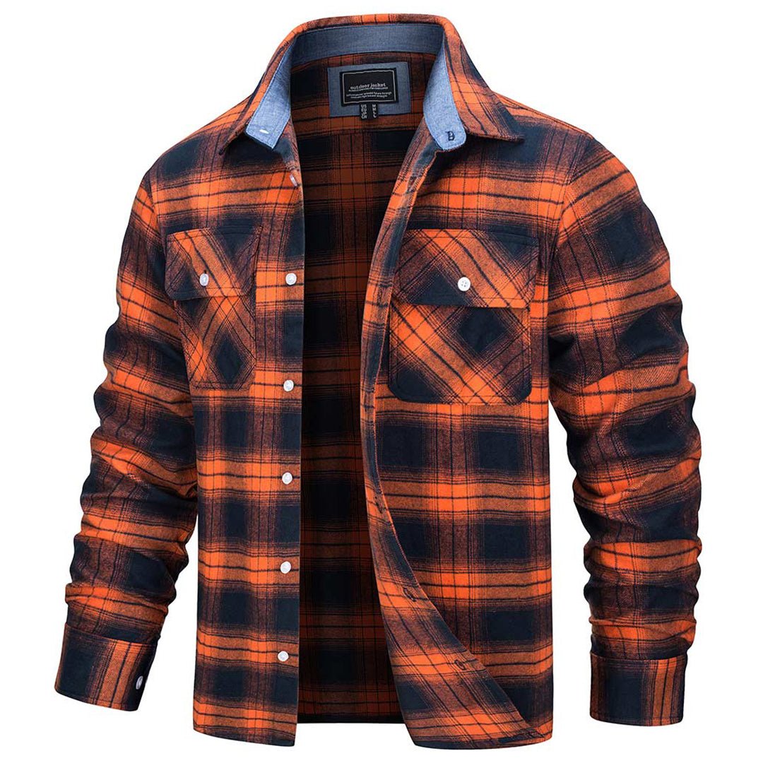 The men's brushed cotton flannel shirt in Orange