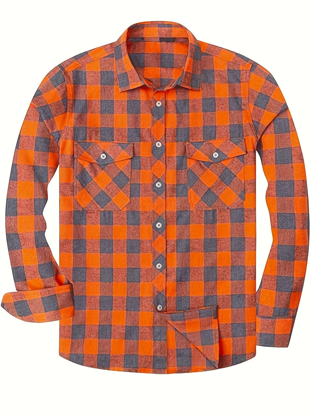 The men's plaid flannel shirt in Orange