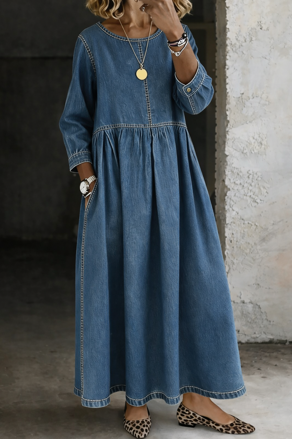 Denim maxi dress in Blue