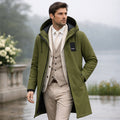 Hooded waterproof raincoat in Green