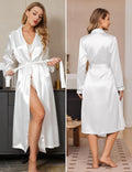 Long Satin Robe for Women in White