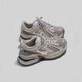 Chunky Sneakers for Women in gray — mesh upper with thick platform sole, side view