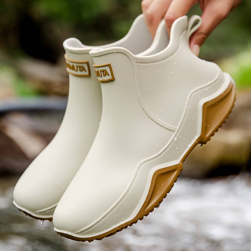 Waterproof rain boots for women, top view of the slip-on opening