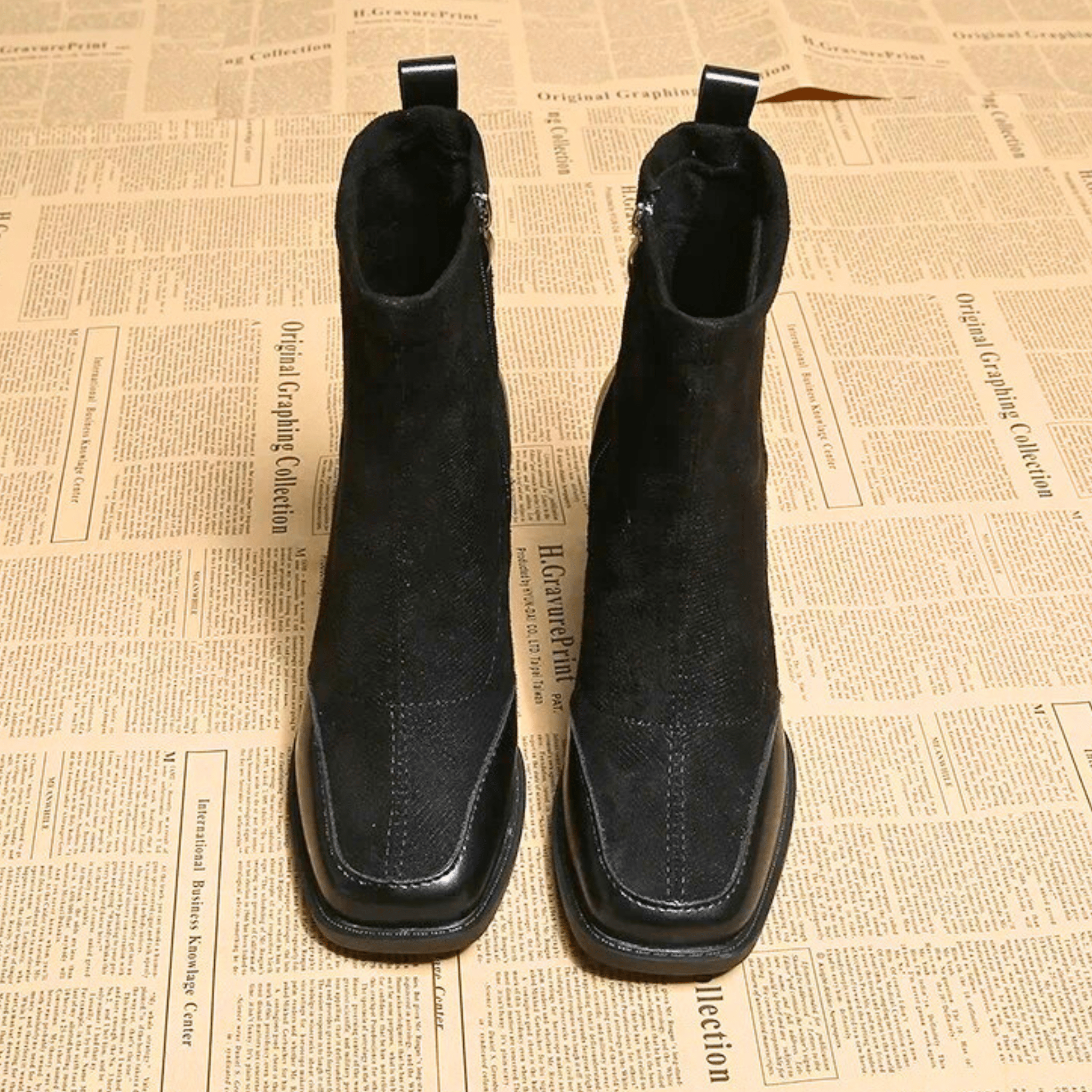 Suede block heel boots — worn with cropped trousers