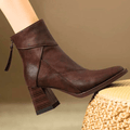 Leather block heel ankle boots in Espresso