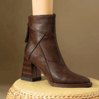 Leather block heel ankle boots — shown in profile