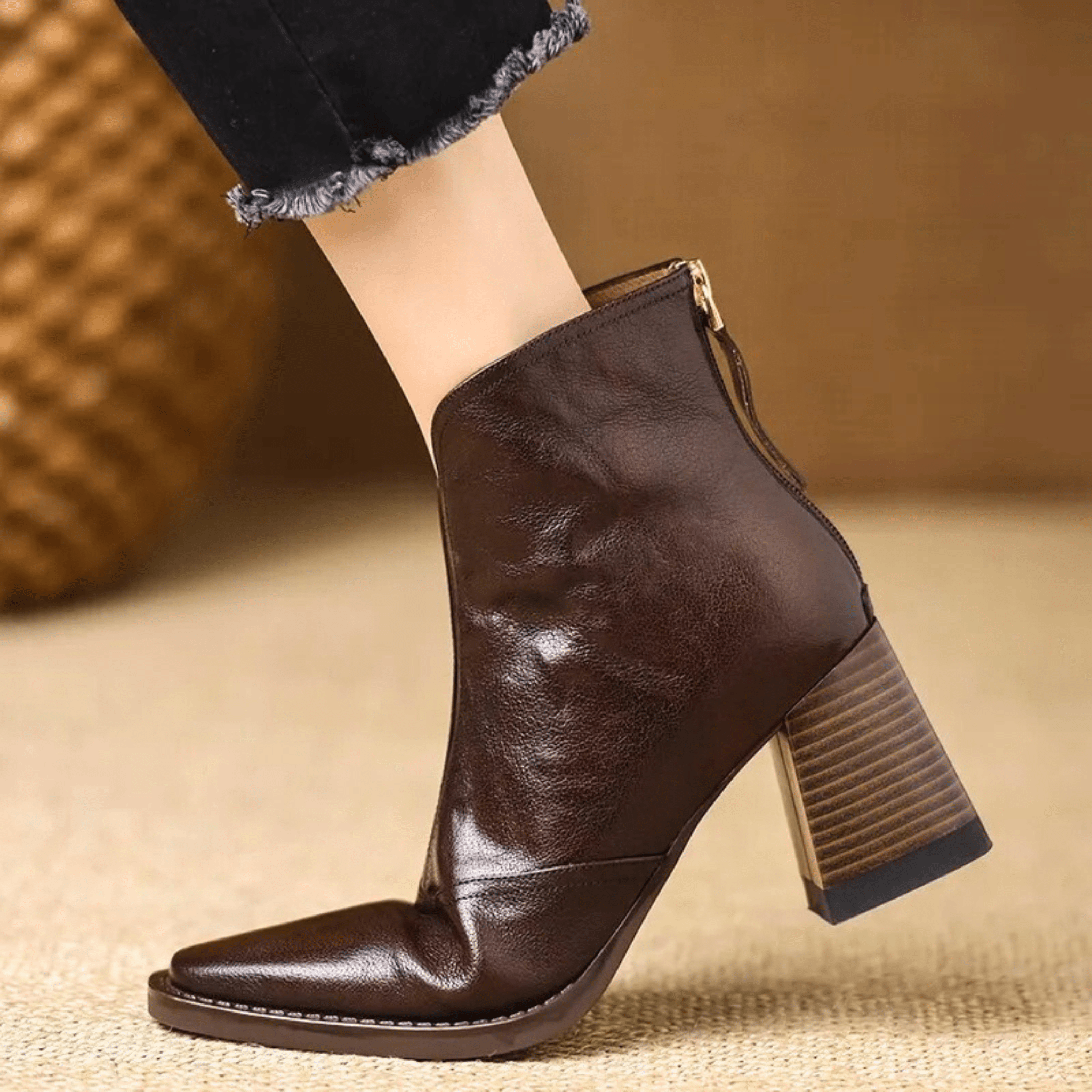 Heeled leather ankle boots — worn with cropped trousers