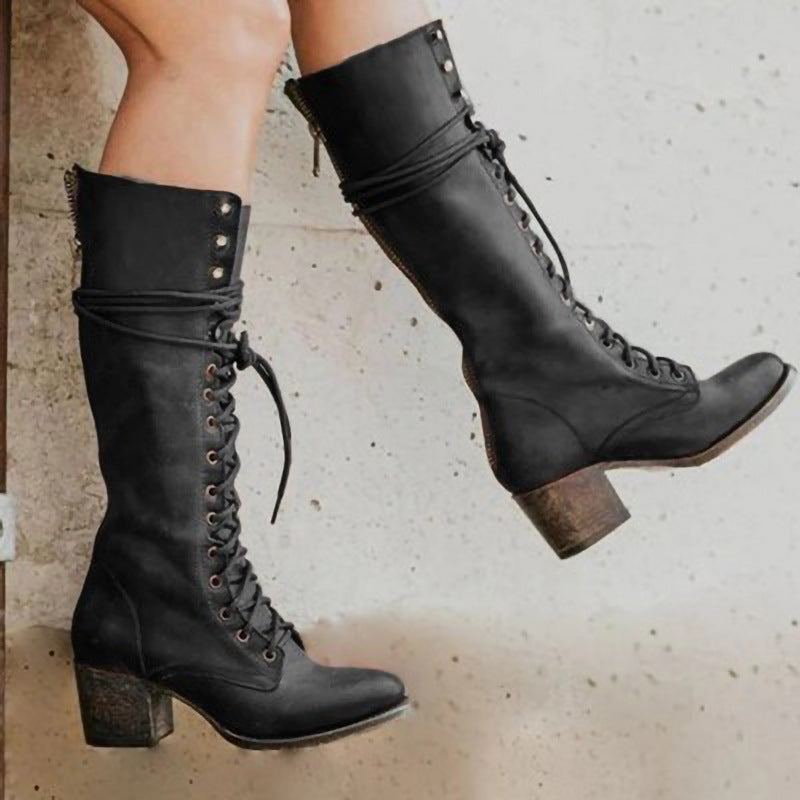 Heeled Combat Boots for Women in Black