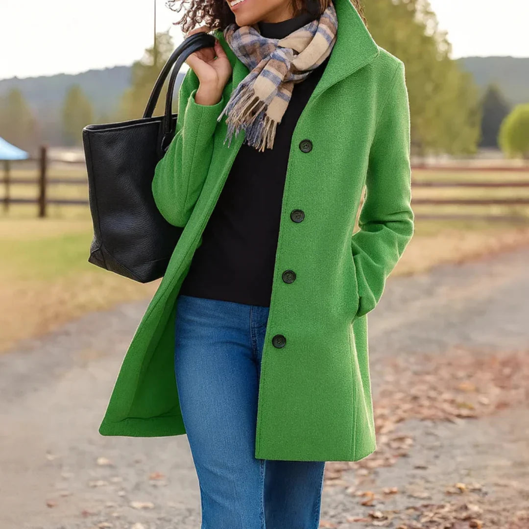 Wool Blend Pea Coat for Women in Light Green